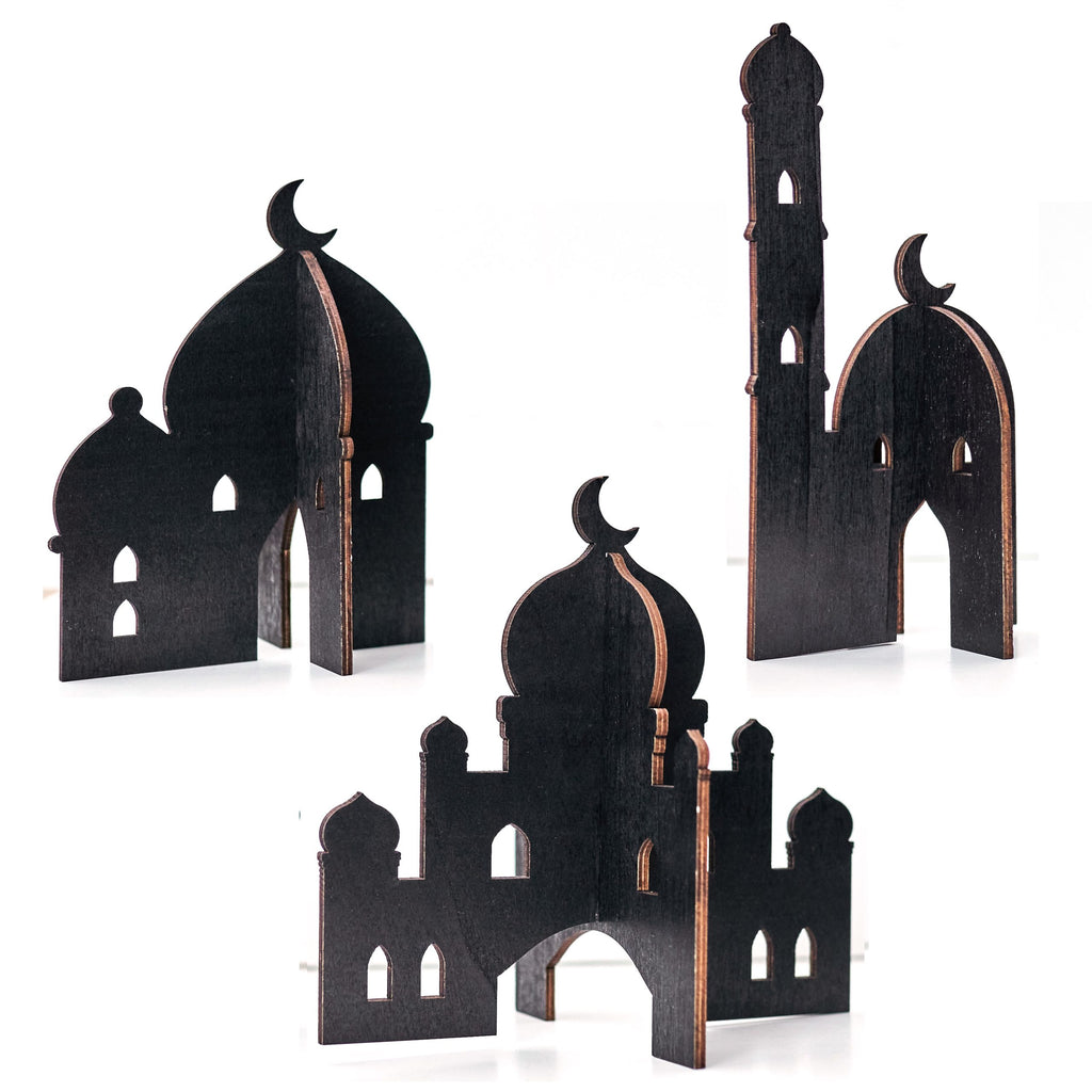 Ramadan Deko Häuser – schwarz 3-Set