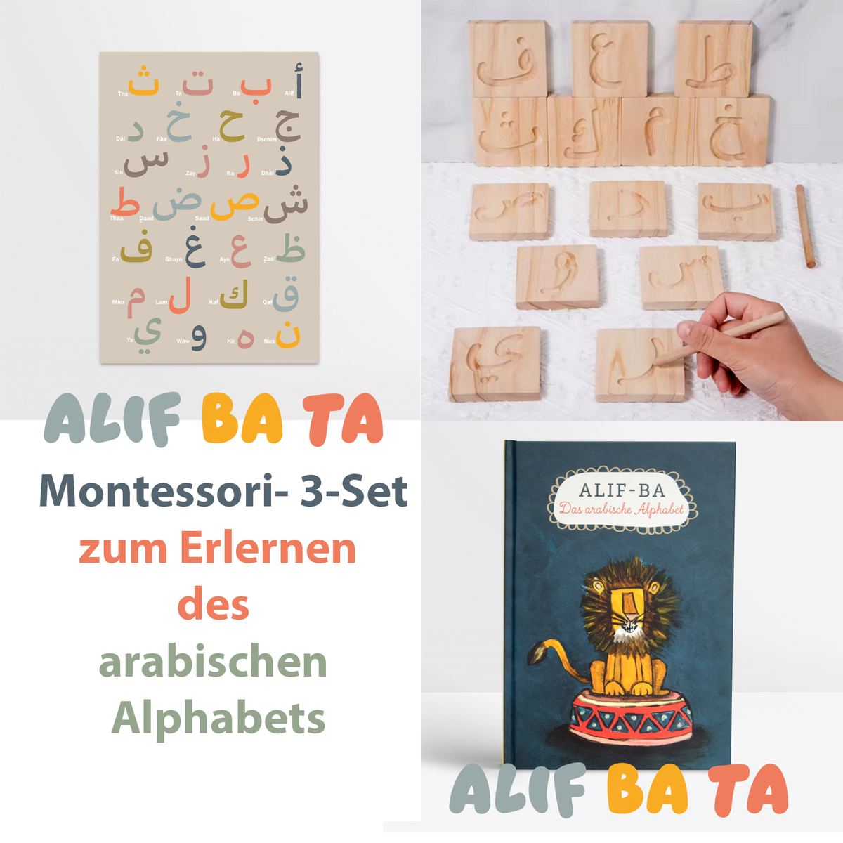 3-Set AlifBaTa mit Kinderbuch – www.atfaluna-verlag.de