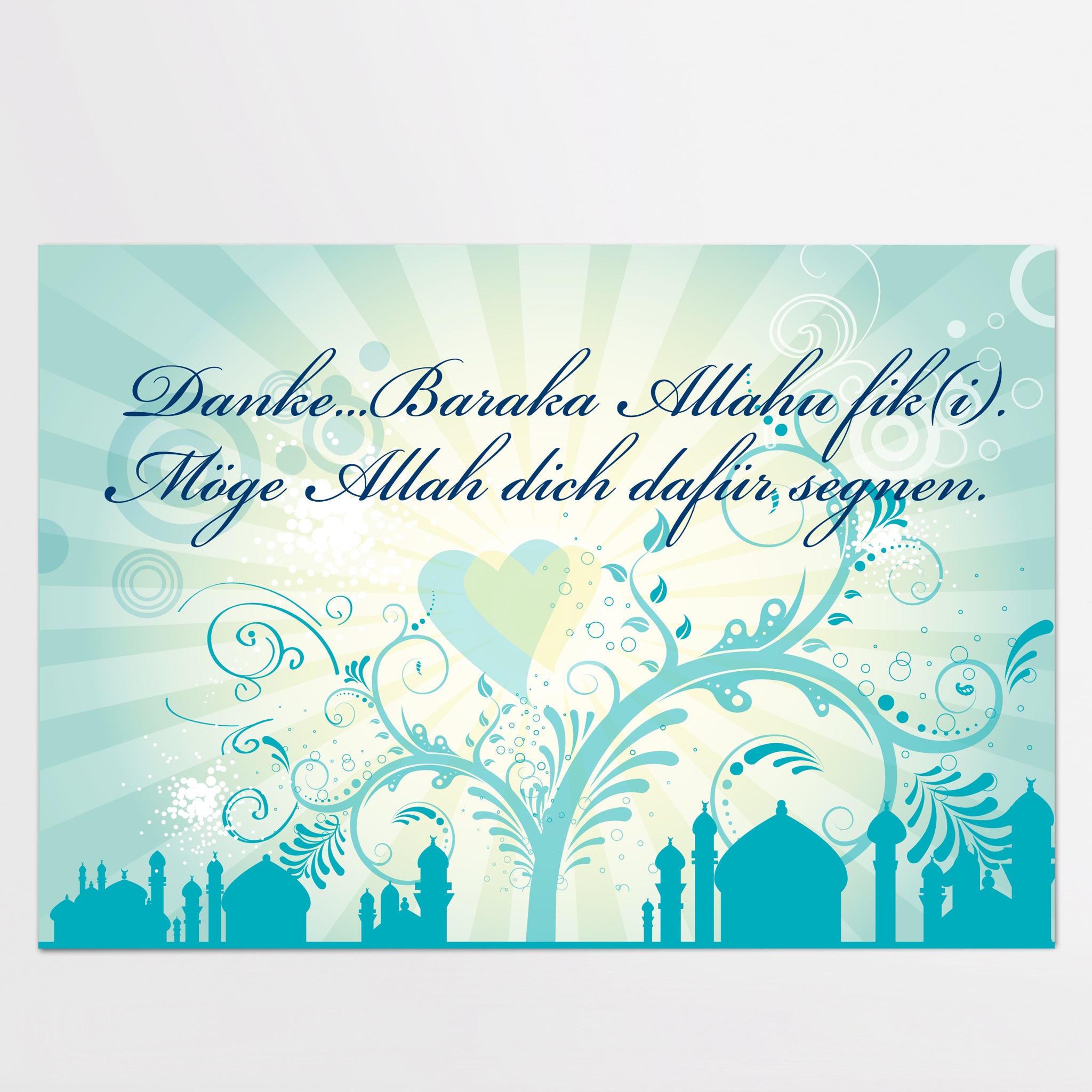 Postkarte Danke Baraka Allahu fik www.atfalunaverlag.de