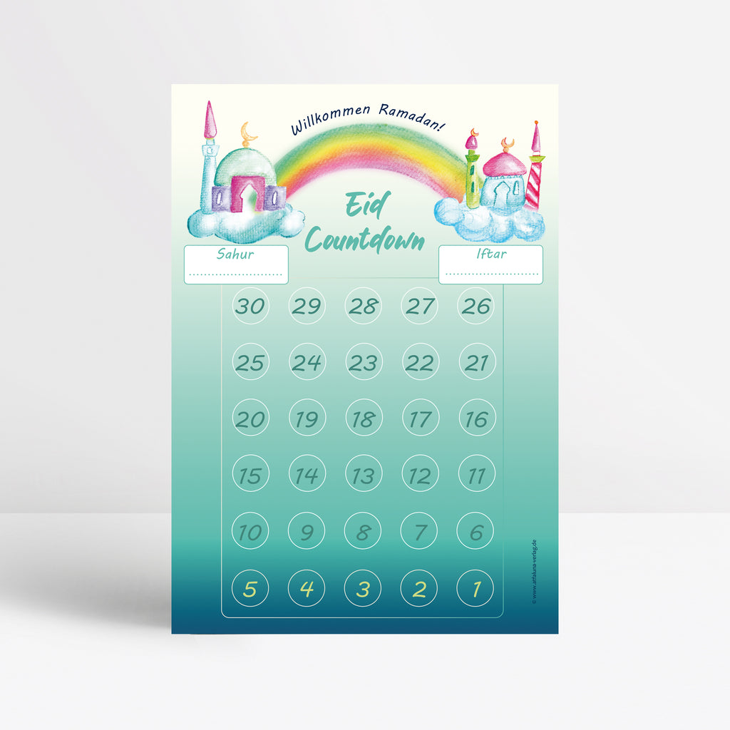Eid Countdown Poster mit Aufklebern und Stift